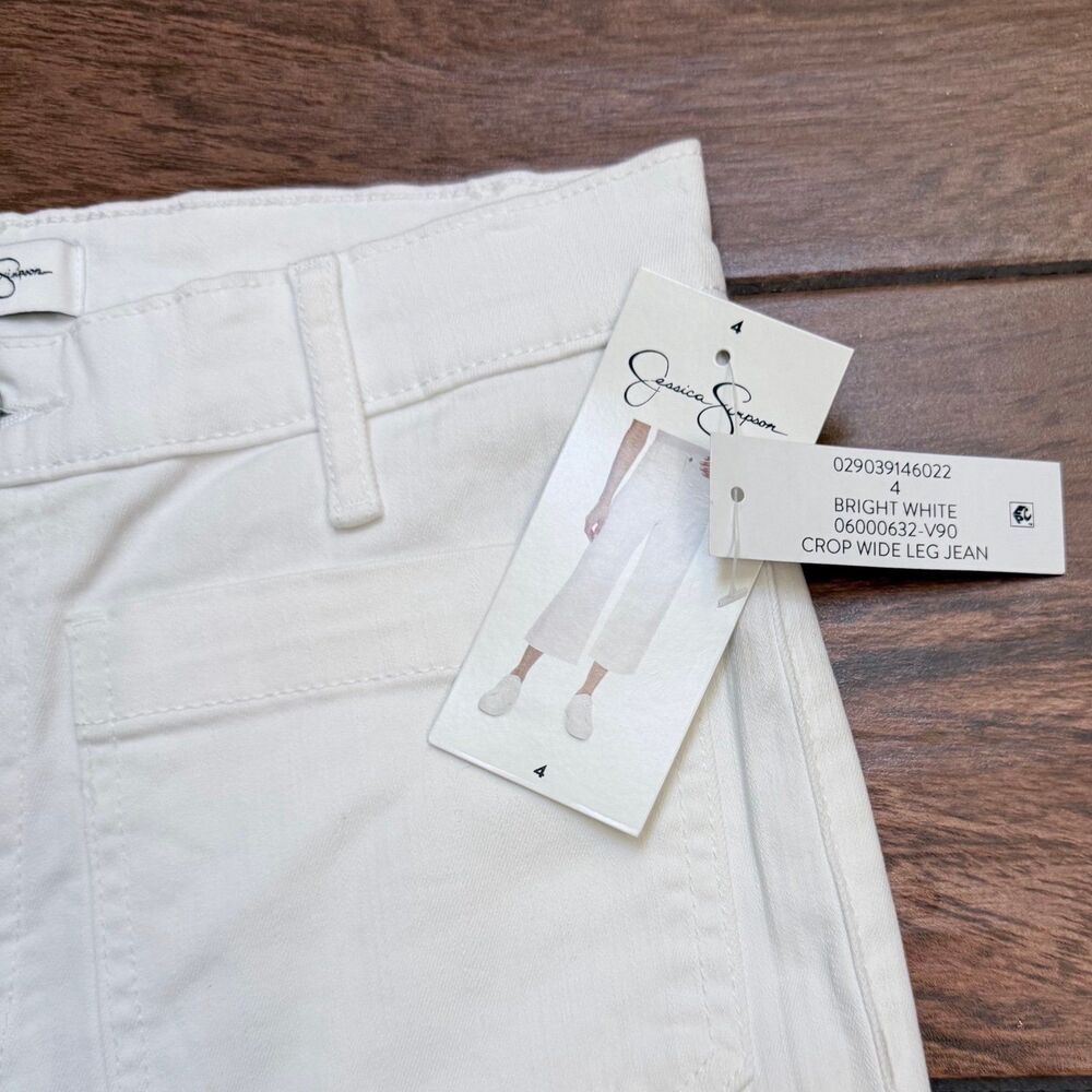 Jessica Simpson Sz 4 Cropped Wide Leg High Rise Jeans White NWT - Picture 7 of 8
